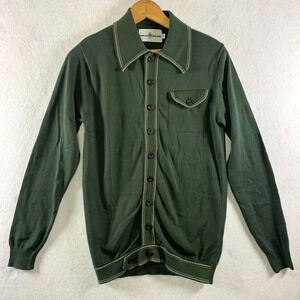 MadCap England Crawdaddy Mens Long Sleeve Button Polo Sz XS Retro Rockabilly Mod